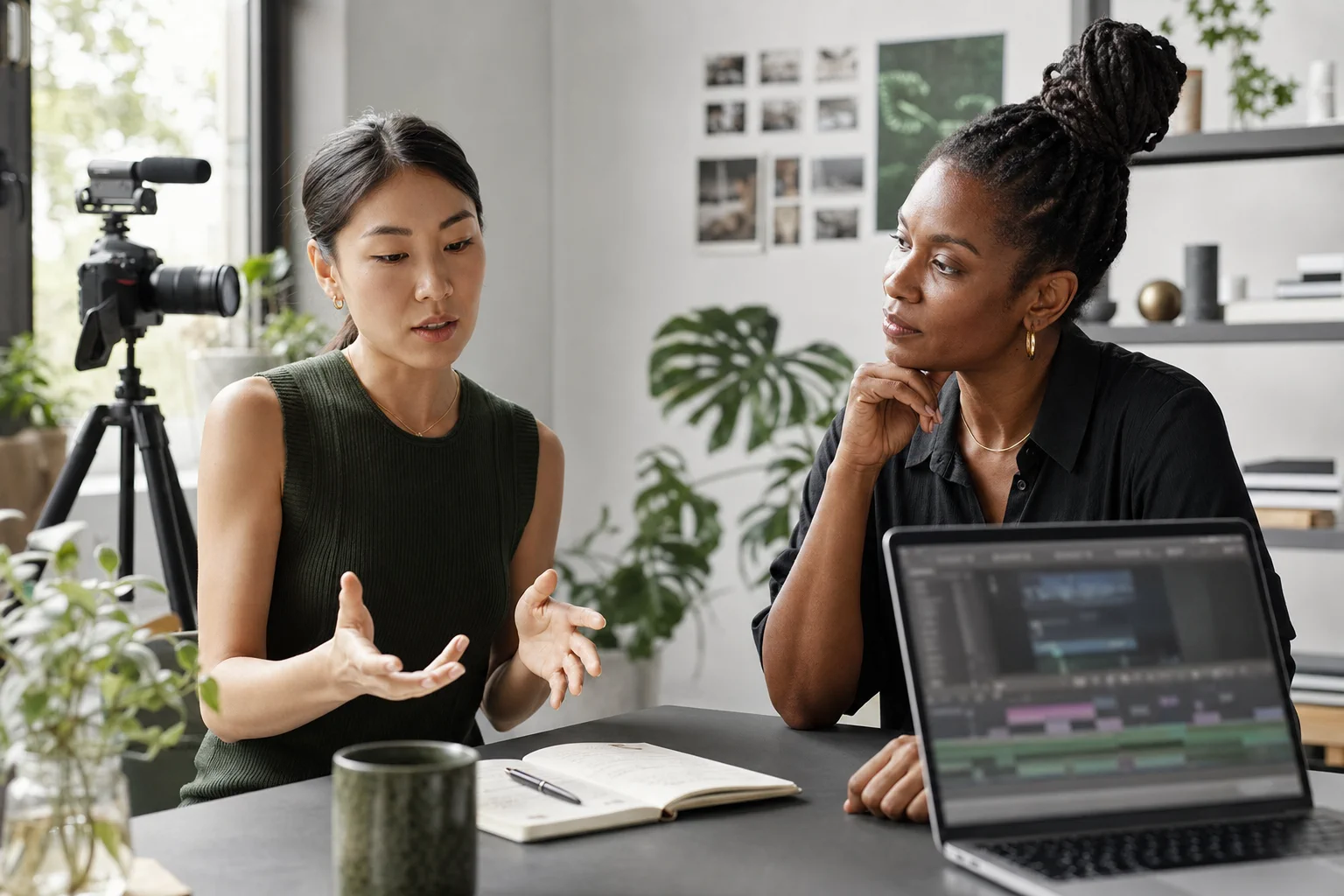 Creator and strategist developing a wellness video together