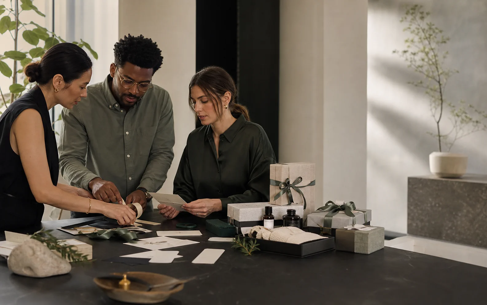 A team planning thoughtful wellness gifts for an event