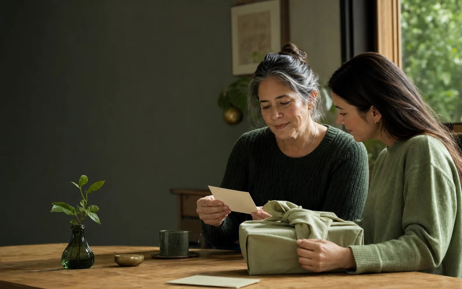 A daughter and mother choosing a meaningful gift together